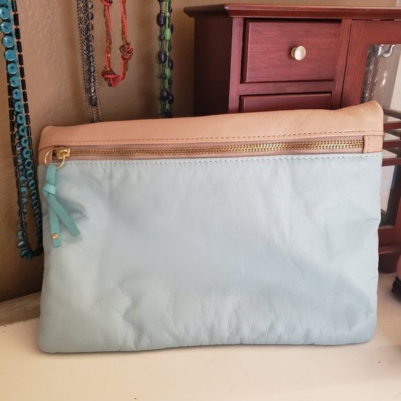Gorjana Teal and Tan Foldover Clutch Purse - Picture 5 of 8